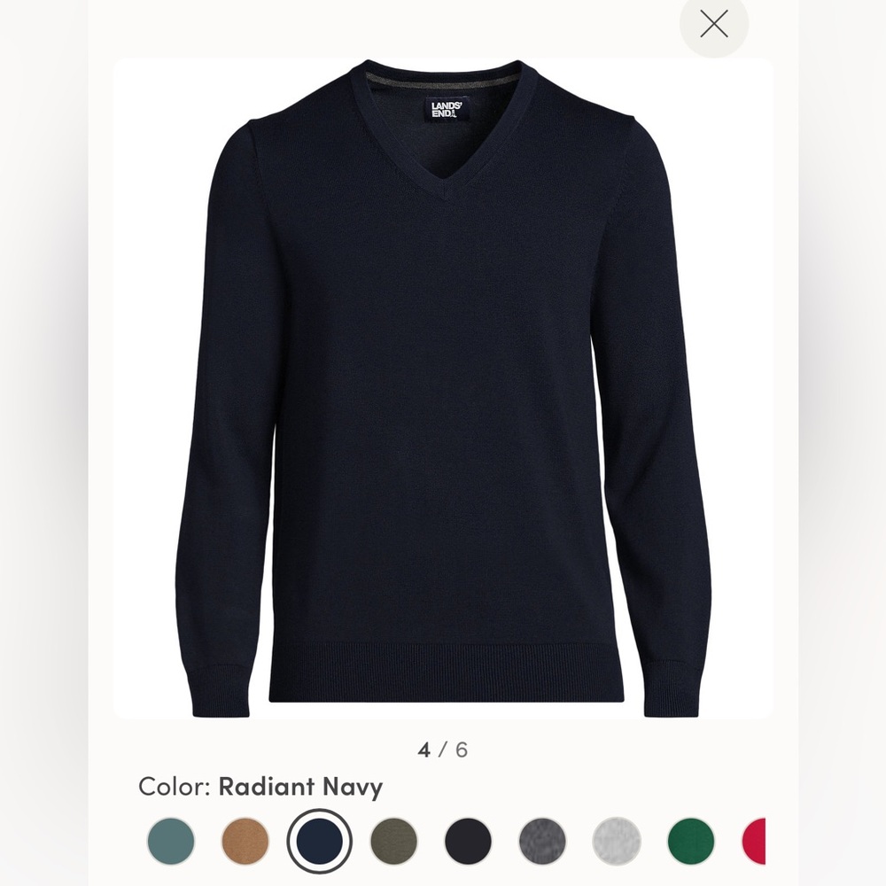 NWT Men's Fine Gauge Cotton V Neck Sweater